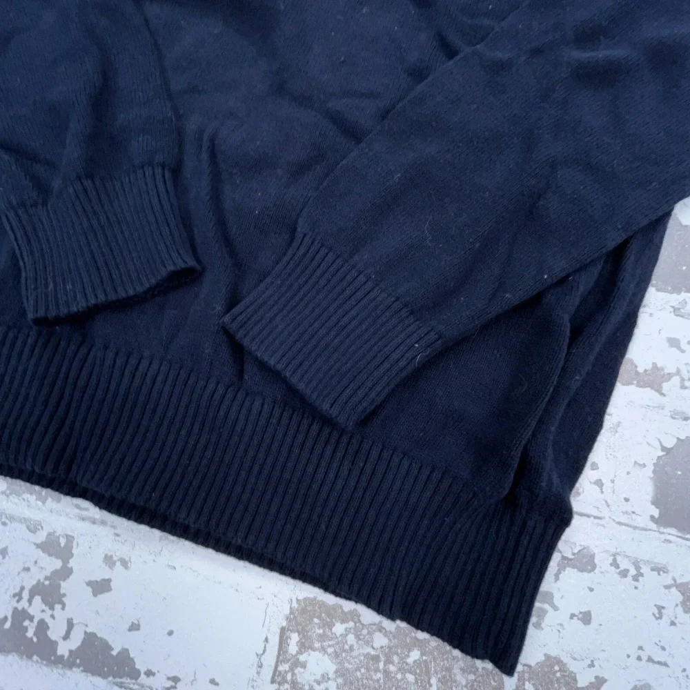 Banana Republic Sweater Men Medium‎ Navy Blue Henley Knit Pullover Heavy Sailor